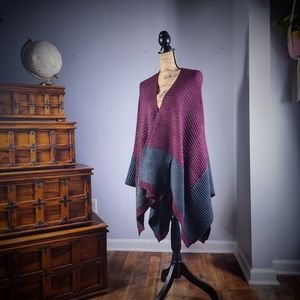 Vince Camuto Open-Front Ribbed Poncho/Wrap